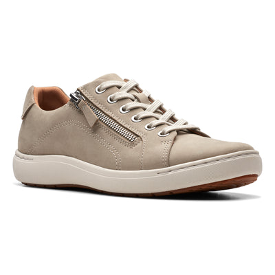 Clarks Nalle Lace in Stone Nubuck - side view