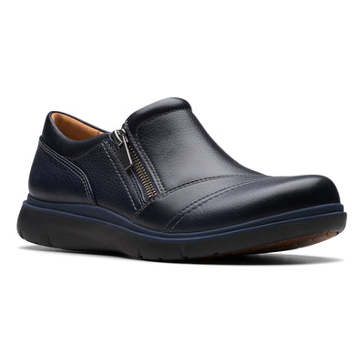 Clarks Certina Pure in Navy Leather - side view