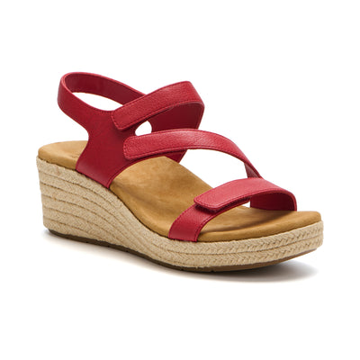 ABEO Riviera Adjustable Sandal in Red - side view