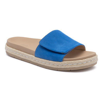ABEO Isle Slide in Marina Blue Suede - side view
