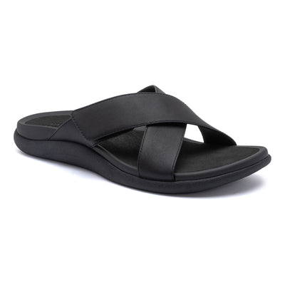 ABEO Laguna Slide Metatarsal in Black Leather - side view
