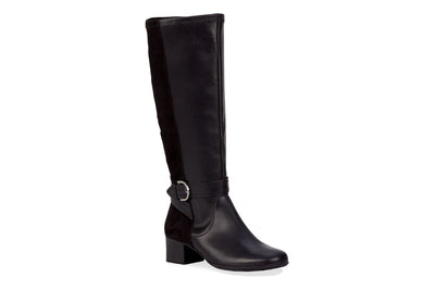 Black Leather-Stretch Suede