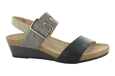 Naot Dynasty in Black-Gray-Beige Leather Combo - side view