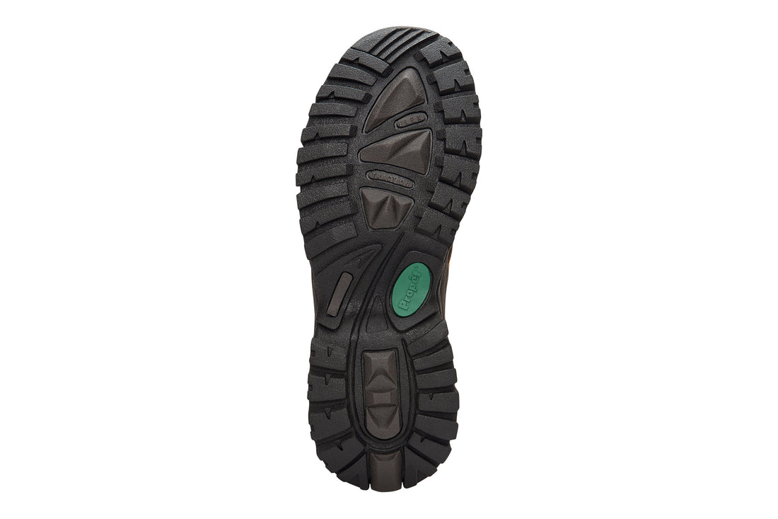 Boot, black leather upper with rubber toe, Propet Blizzard Mid Lace, mens insulated waterproof comfort footwear on white.