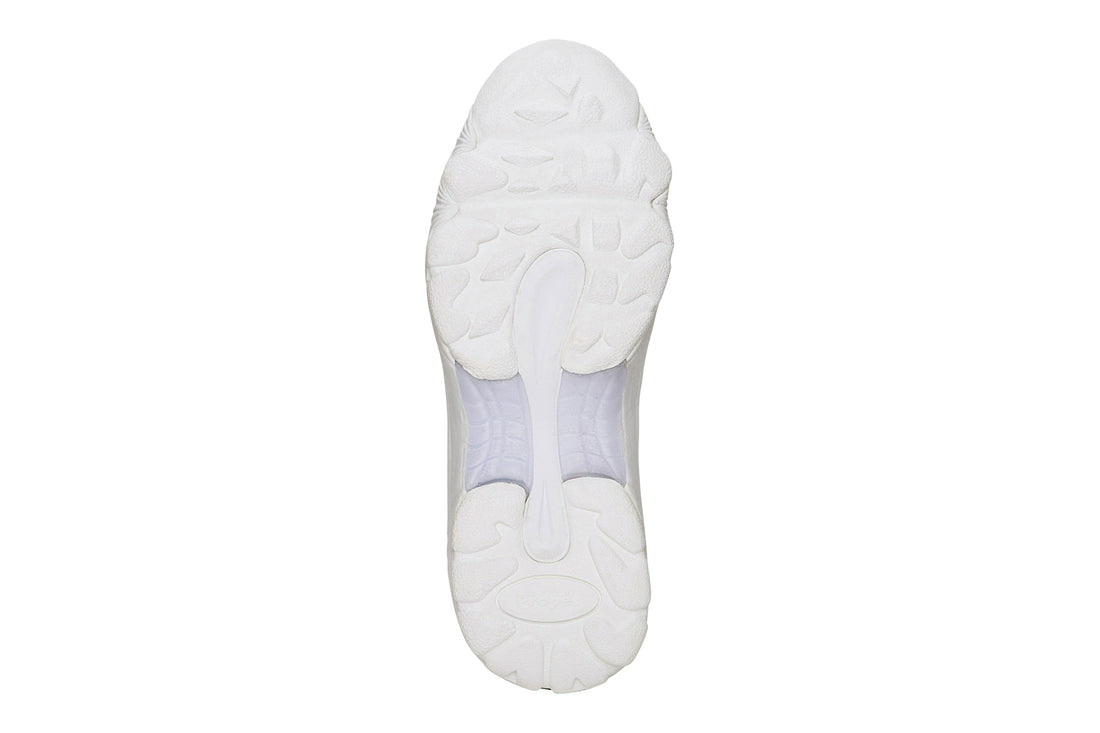 Slip-on shoe, white leather, Propet Ww So II Sr, cushioned insole, thick sole, subtle stitching for women.