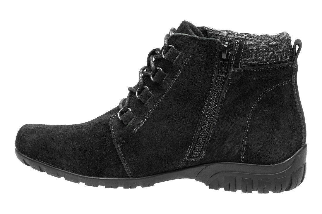 Propet Delaney Women's BRANDED BOOTS Black Suede Side View