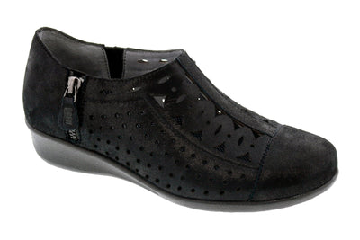 Drew Shoes Metro in Black Microdot Leather - side view