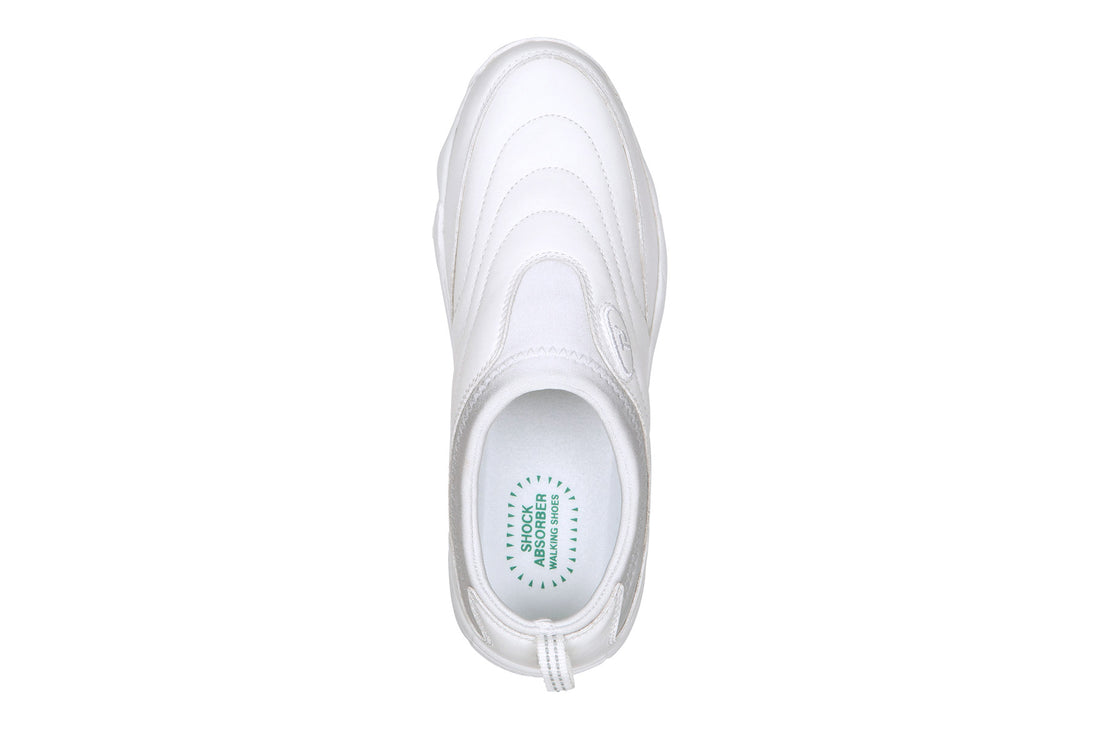 Slip-on shoe, white leather, Propet Ww So II Sr, cushioned insole, thick sole, subtle stitching for women.