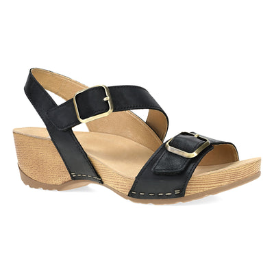 Dansko Trinity in Black Burnished Nubuck - side view
