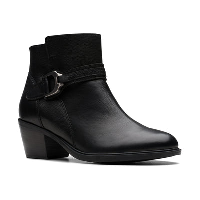 Clarks Neva Buckle in Black Leather - side view