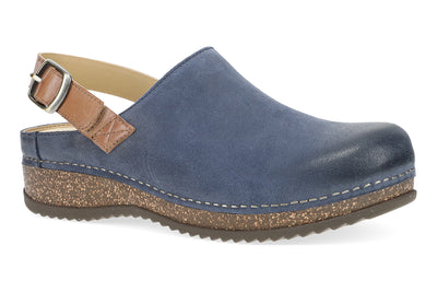 Dansko Merrin in Blue Burnished Suede - side view