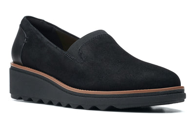 Clarks Sharon Dolly in Black Suede - side view