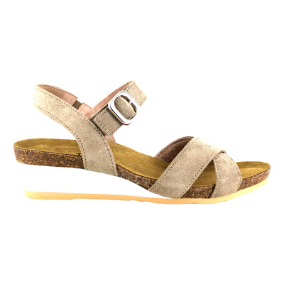 Naot Throne in Almond Suede - side view