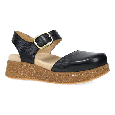 Dansko Brynlee in Black Waxy Milled - side view
