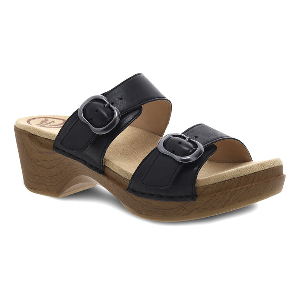 Dansko Sophie Black Leather Sandals Platform Wedge Heel Shoe  Dansko Sophie Wedge Sandals Womens 41‎ Black Leather Metallic Straps Buckle main image 1