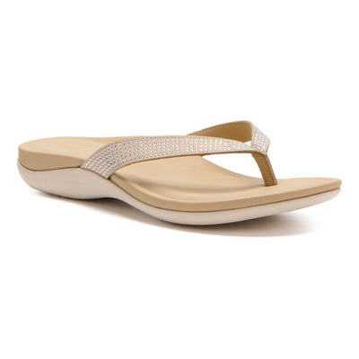 ABEO Oasis Flip Flop Metatarsal in Sand Sparkle - side view