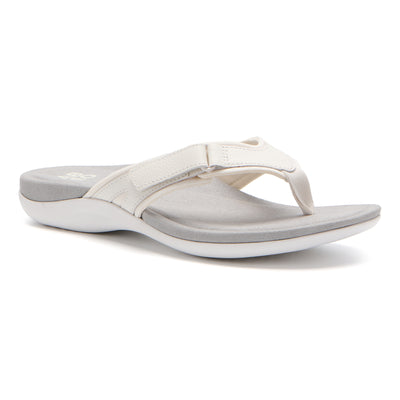 ABEO Oasis Sport Flip Flop Metatarsal in White - side view