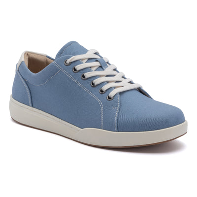 ABEO Encore Sneaker Metatarsal in Faded Denim Canvas - side view
