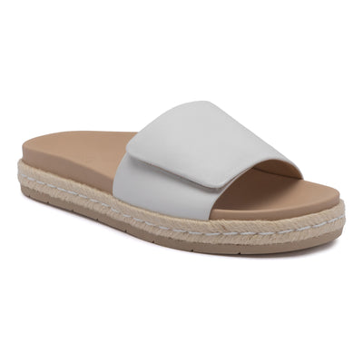 ABEO Isle Slide in White Leather - side view