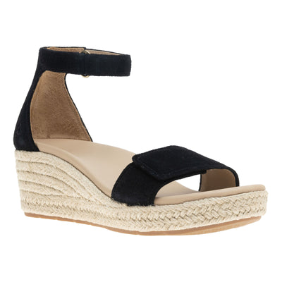 ABEO Riviera Ankle Sandal Metatarsal in Black Suede - side view