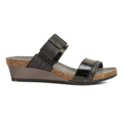 Naot Royalty in Jet Black Leather-Black Luster Leather - side view
