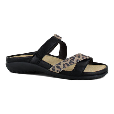 Naot Tariana in Soft Black Leather-Cheetah Suede - side view