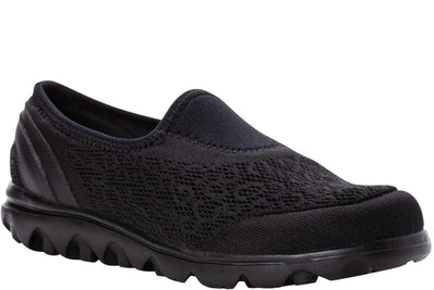Propet Travelactiv Slip On in All Black - side view