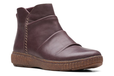 Clarks Caroline Rae in Burgundy Leather - side view