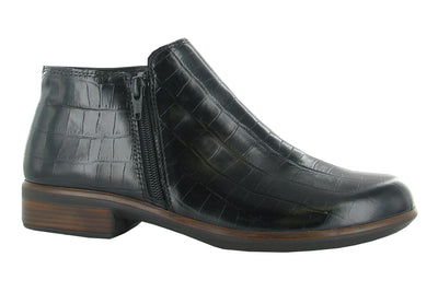 Naot Helm in Black Croc Leather - side view