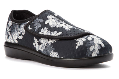 Propet Cush N Foot in Black Floral - side view