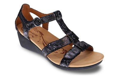 Revere Nassau in Black Metallic Python - side view