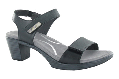 Naot Intact in Black Velvet Nubuck-Black Leather Combo - side view