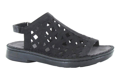 Naot Amadora in Black Velvet Nubuck - side view