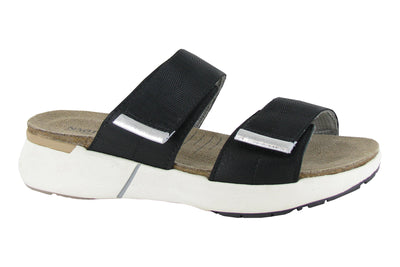 Naot Calliope in Black Woven Stripe - side view