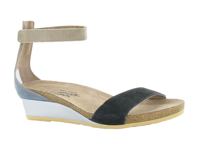 Naot Pixie in Black Suede-Slate-Khaki - side view
