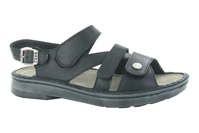 Naot Fleur in Soft Black Leather - side view