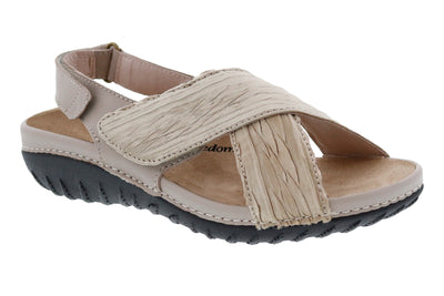 Drew Shoes Bon Voyage in Beige Fabric - side view